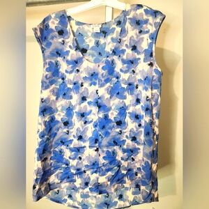 Floral Blue Sleeveless Top